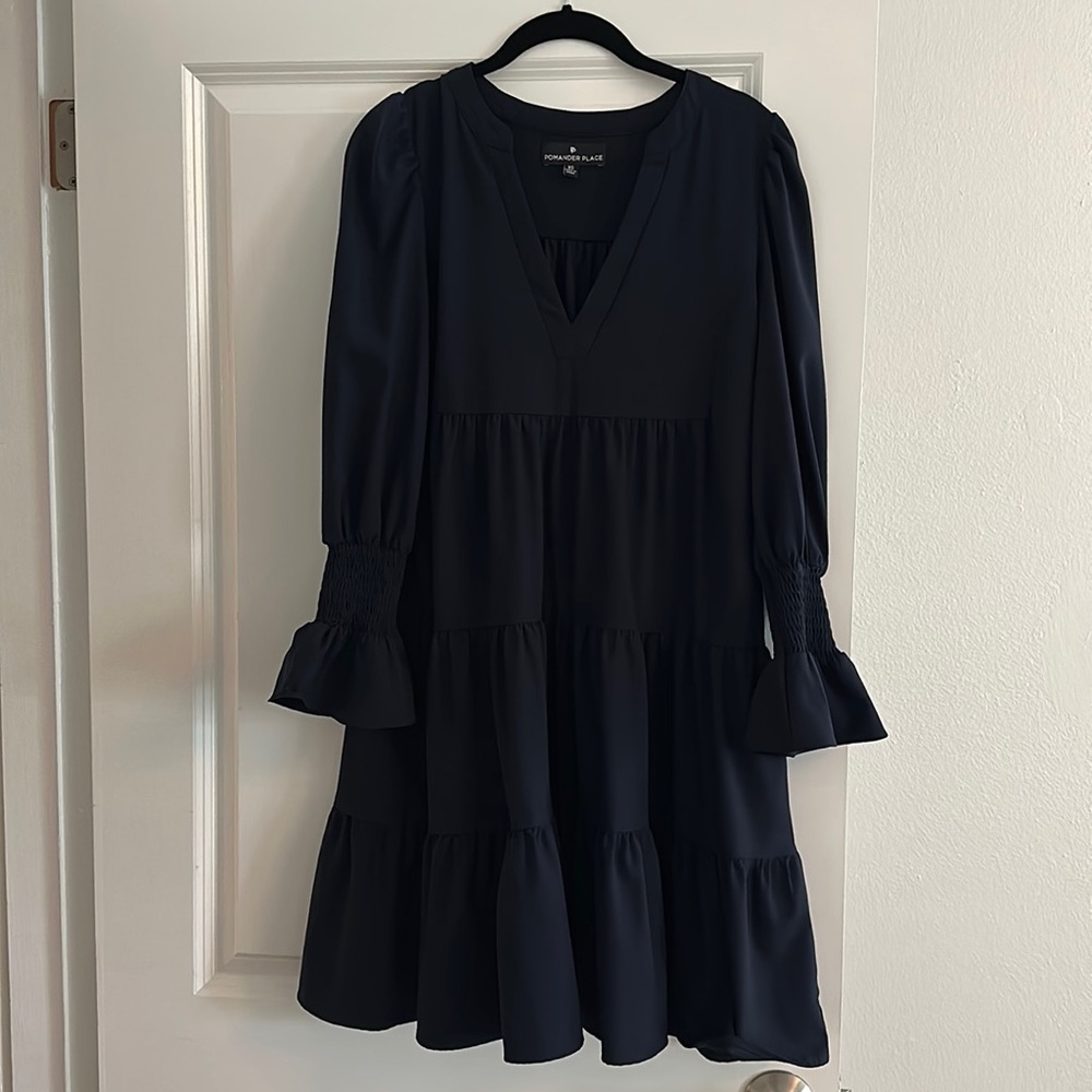 Pomander Place Tuckernuck Navy Cotton Poplin Kenzo Dress XS